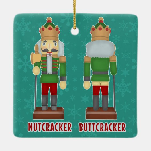 ユーモアのあるなおもしろいなクリスマスのくるみ割りButtcracker セラミックオーナメント (裏面)