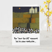 ユーモアのあるなおもしろいな牛誕生日丘に カード (黄色い花)