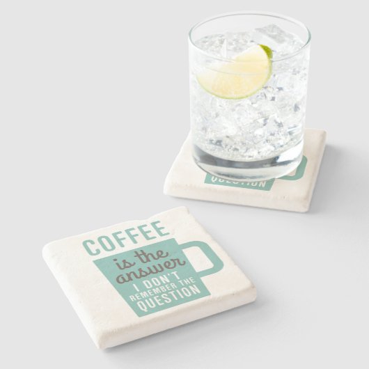 ユーモアのあるなことわざのコーヒーは答えです ストーンコースター (横)