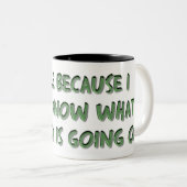 ユーモアのあるなことわざを用いるおもしろいなコーヒー・マグ ツートーンマグカップ (正面右)