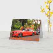 ユーモアのあるなオレンジ車のバースデー・カード カード (黄色い花)
