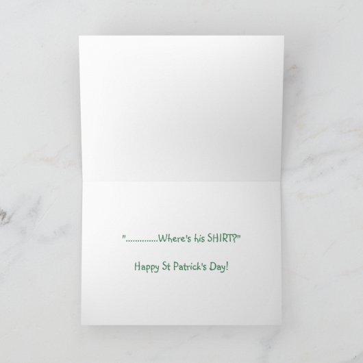 ユーモアのあるなカード、犬はStの軽打の日の間服を着ました カード (内部)