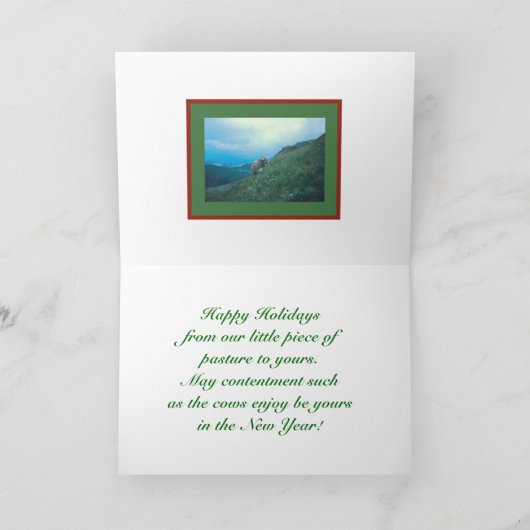 ユーモアのあるなクリスマスカード"牛鐘リングは、です シーズンカード (内部)