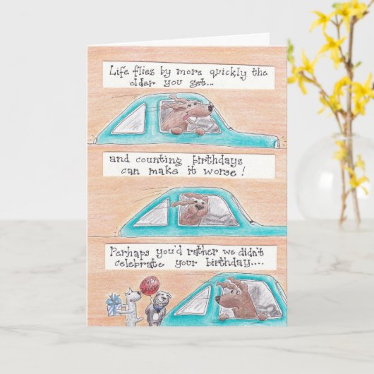 ユーモアのあるなハッピーバースデーの挨拶状 カード (黄色い花)