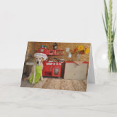 ユーモアのあるなバースデー・カード、シェフとして服を着る犬 カード (正面)