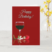 ユーモアのあるなワインの友人のためのテーマのバースデー・カード カード (黄色い花)