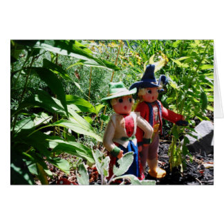 ユーモアのあるなヴィンテージのフェルトの人形の歩くカード