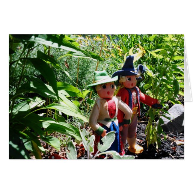ユーモアのあるなヴィンテージのフェルトの人形の歩くカード (正面横)