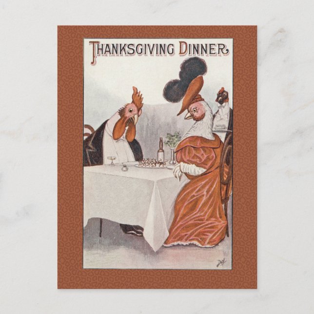 ユーモアのあるなヴィンテージの感謝祭の夕食の郵便はがきRepr シーズンポストカード (正面)