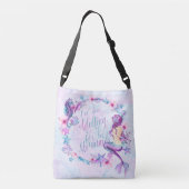 ユーモアのあるな人魚のタツノオトシゴのラベンダーのピンクの水のバッグ クロスボディバッグ (裏面)