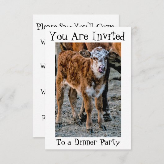 ユーモアのあるな夕食のパーティの招待状の~のおもしろいな~ 招待状 (正面/裏面)