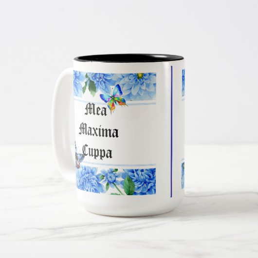 ユーモアのあるな花のカトリック教徒Mea Cuppa ツートーンマグカップ (正面左)