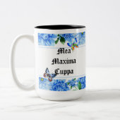 ユーモアのあるな花のカトリック教徒Mea Cuppa ツートーンマグカップ (左)