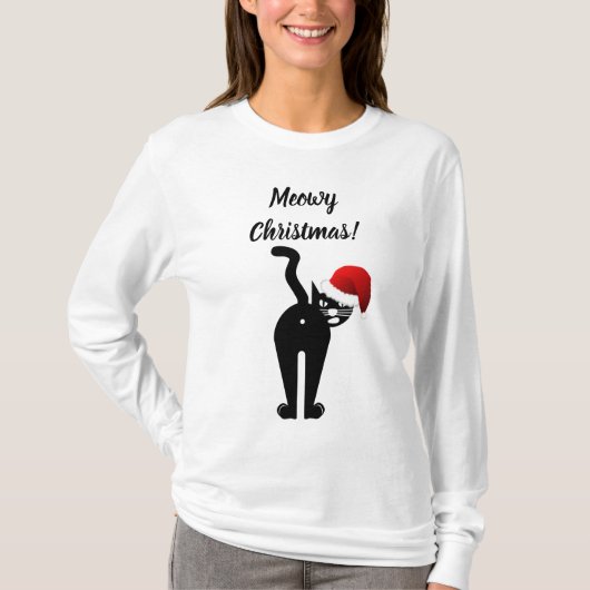 ユーモアのあるなMeowyのクリスマスのおもしろいな猫 Tシャツ (正面)