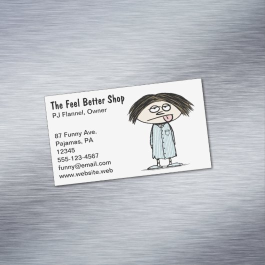 ユーモアのあるイラストレーション |パジャマのキャラクター マグネット名刺 (インサイチュ)