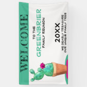 ユーモアのあるカスタムウェルカムファミリー懇親会サボテン 横断幕 (縦)