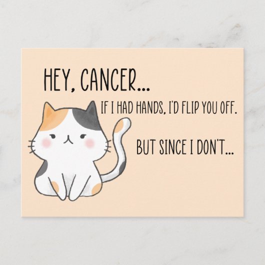 ユーモアのあるガン患者、猫好き ポストカード (正面)