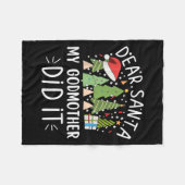 ユーモアのあるクリスマスの名言 親愛なるサンタ 私の名付け親がやったの フリースブランケット (正面(横))