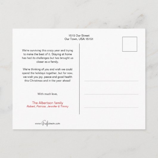 ユーモアのあるクリスマスの木 ポストカード (裏面)