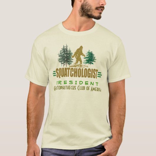 ユーモアのあるサスカッチ追跡 Tシャツ (正面)