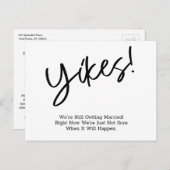 ユーモアのあるシンプルの更新結婚の延期 ポストカード (正面/裏面)