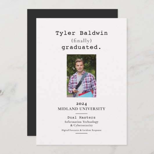 ユーモアのあるシンプル白黒 案内状 (正面/裏面)