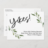 ユーモアのあるシンプルGREENERYの更新結婚を延期 ポストカード (正面/裏面)