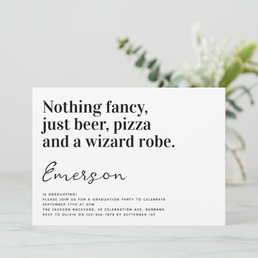 ユーモアのあるタイポグラフィー 何も特別なものはない 卒業パーティー 招待状 (スタンド正面)