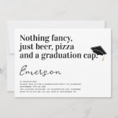 ユーモアのあるタイポグラフィー 目立たないシンプルな卒業パーティー 招待状 (正面)