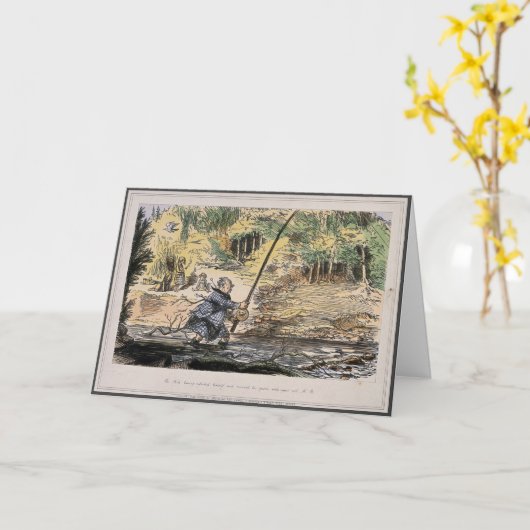 ユーモアのあるノスタルジアカード – 娘とのフライフィッシング カード (黄色い花)