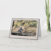 ユーモアのあるノスタルジアカード – 娘とのフライフィッシング カード (正面)