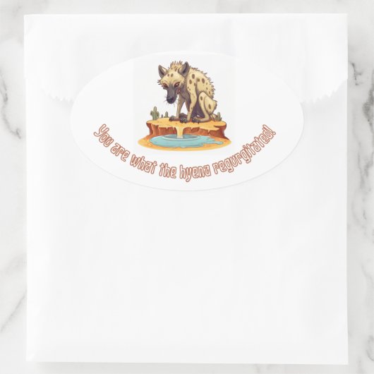 ユーモアのあるハイエナイラストレーションと予測できな侮辱 楕円形シール (バッグ)