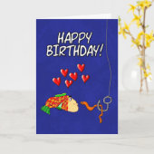 ユーモアのあるハッピーバースデー魚餌 カード (黄色い花)