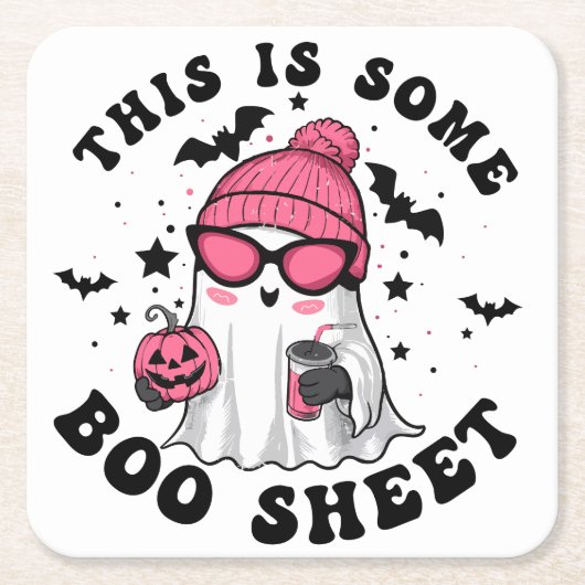 ユーモアのあるハロウィン「これは何かのブーシートだ」パーティー スクエアペーパーコースター (正面)