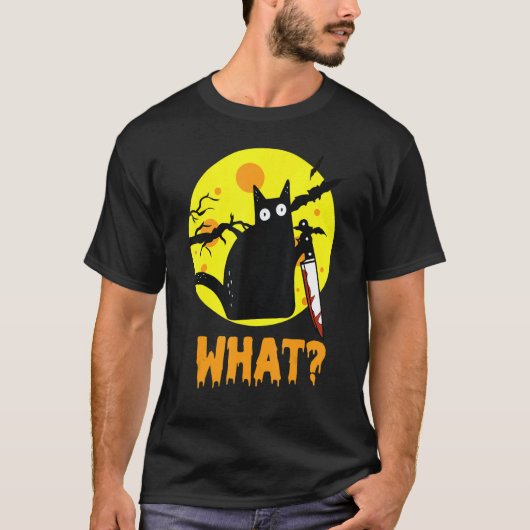 ユーモアのあるハロウィーン猫What Murderous Black Cat Wi Tシャツ (正面)