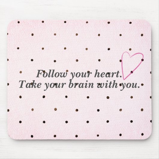 ユーモアのあるハート付き水玉模様のアドバイス マウスパッド (正面)
