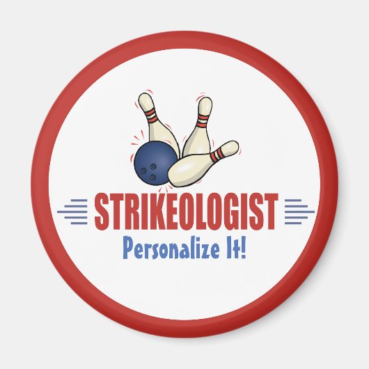 ユーモアのあるボーリングピン取り消しボウリングをする人、 クリケットの投手 マグネット (正面)