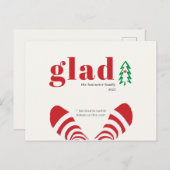 ユーモアのあるミニマリストの赤い靴下の新年 シーズンポストカード (正面/裏面)