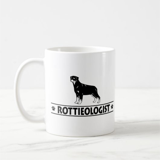 ユーモアのあるロットワイラー コーヒーマグカップ (左)