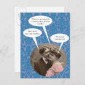 ユーモアのあるヴィンテージの婚約葉書 案内ポストカード (正面/裏面)