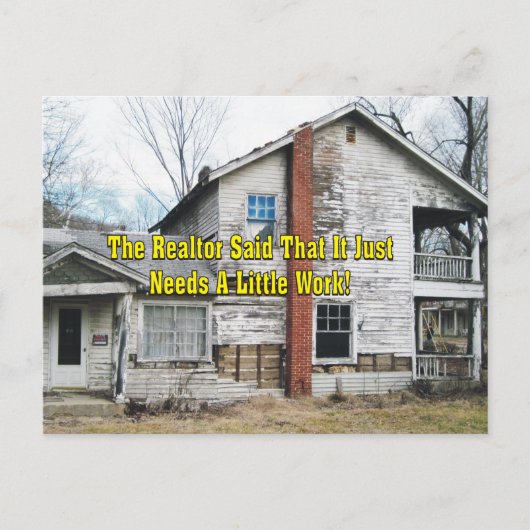 ユーモアのある不動産屋が「少し工事が必要だね」と言った ポストカード (正面)