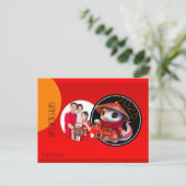 ユーモアのある中国のCute Snake Year写真を追加 ポストカード (スタンド正面)