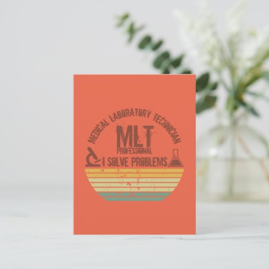 ユーモアのある医療検査技師 MLT ヴィンテージの夕焼け ポストカード (スタンド正面)