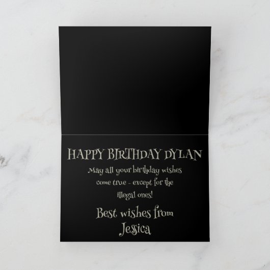 ユーモアのある可愛いスケルトンのバースデーお洒落タ カード (内部)