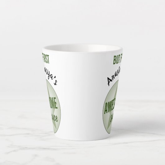 ユーモアのある名前をカスタムするが最初のソ素晴らしース カフェラテマグ (正面)