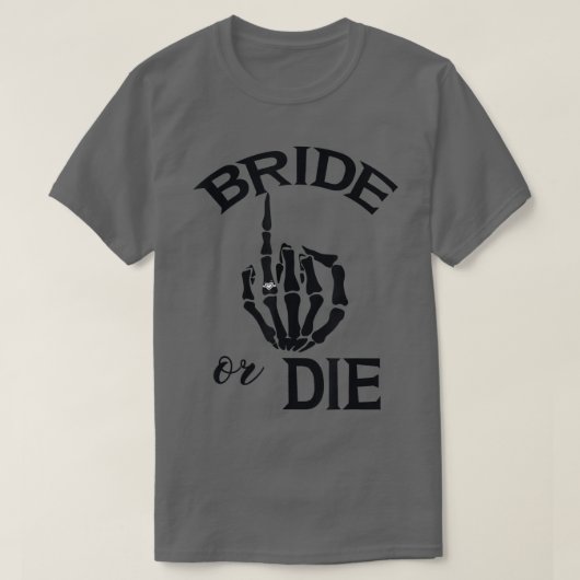 ユーモアのある婚約者 ブライド スケルトンの手 結婚指輪向け Tシャツ (デザイン正面)
