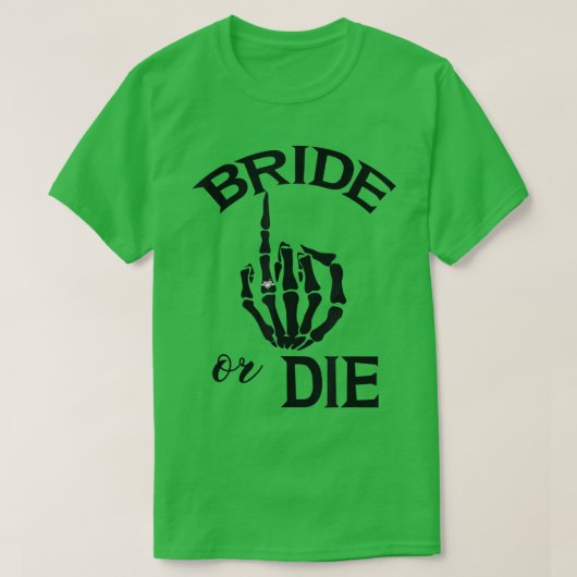 ユーモアのある婚約者 ブライド スケルトンの手 結婚指輪向け Tシャツ (デザイン正面)