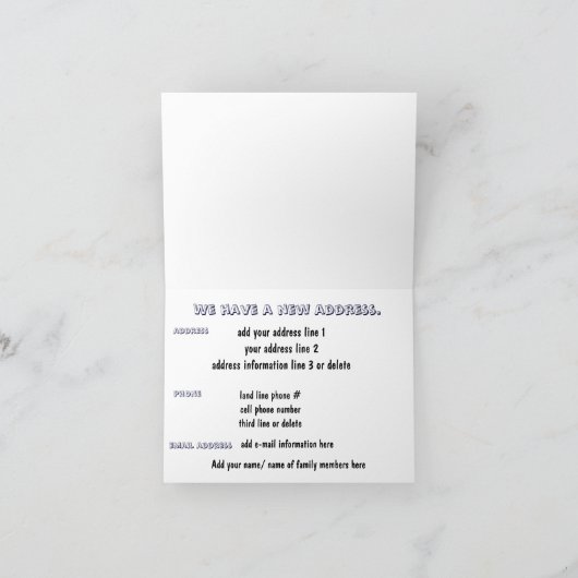 ユーモアのある引っ越しました 案内状 (内部)