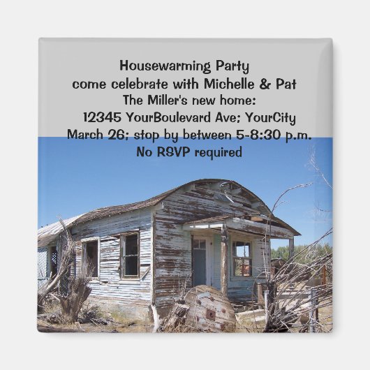 ユーモアのある引っ越し祝いパーティーパーティの招待状 マグネット (正面)