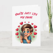 ユーモアのある引用文かわいいデートすることおもしろいバレンタインデー カード (正面)